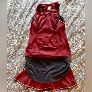 Lucky In Love Maroon and Navy Athletic Tank and Skirt Set